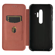 For Blackview BV6300 Pro Carbon Fiber Texture Horizontal Flip TPU + PC + PU Leather Case with Card Slot(Brown)