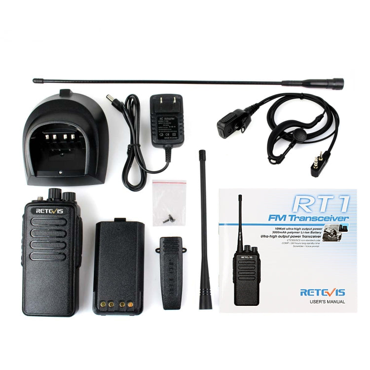 RETEVIS RT1 10W UHF 400-520MHz 16CH Handheld Walkie Talkie, US Plug