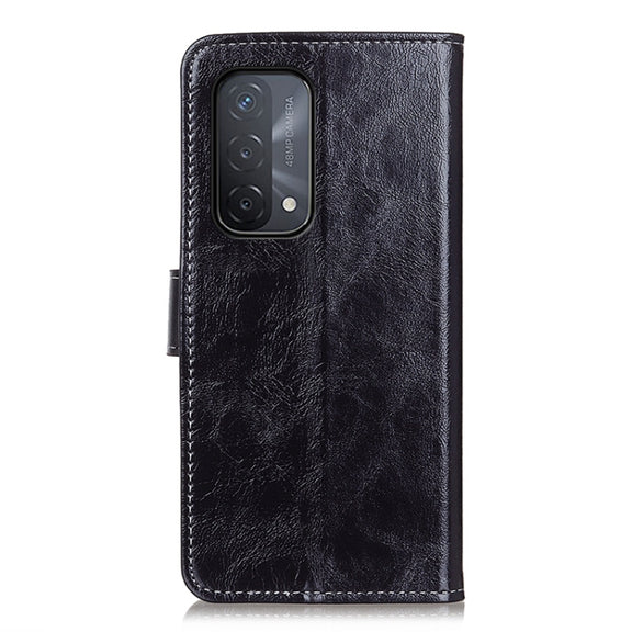 For OPPO A93 / A54 / A74 5G Retro Crazy Horse Texture Horizontal Flip Leather Case with Holder & Card Slots & Photo Frame & Wallet(Black)