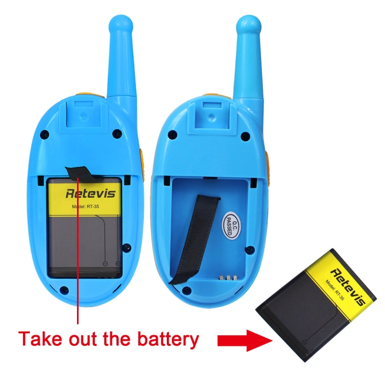 1 Pair RETEVIS RT35 0.5W EU Frequency 446MHz 8CH Handheld Children Walkie Talkie(Blue)