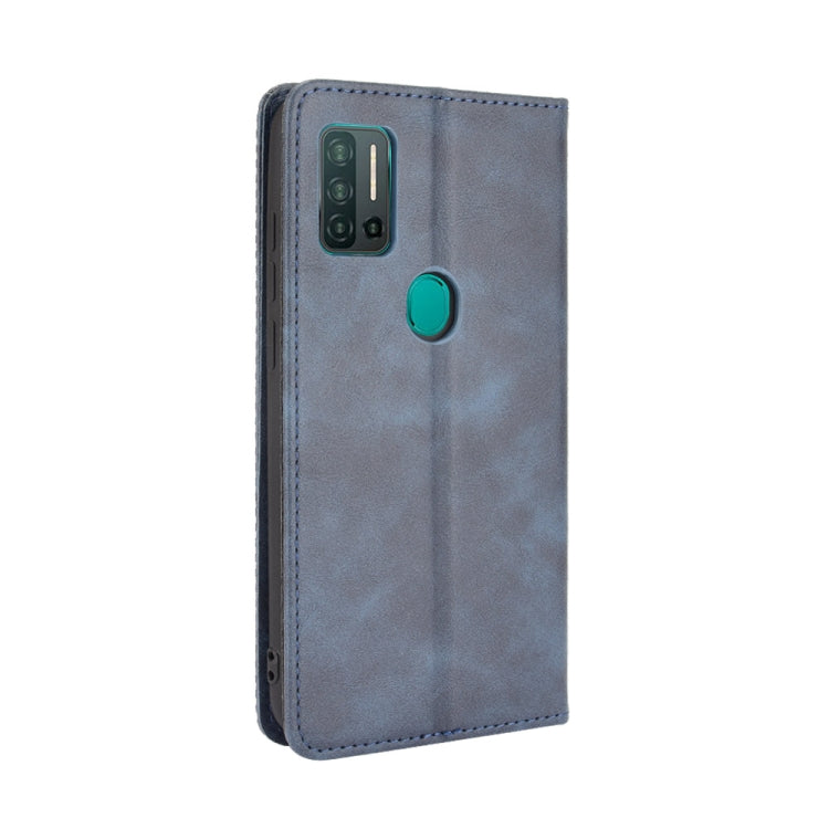 For Ulefone Note 11P Magnetic Buckle Retro Crazy Horse Texture Horizontal Flip Leather Case with Holder & Card Slots & Photo Frame(Blue)