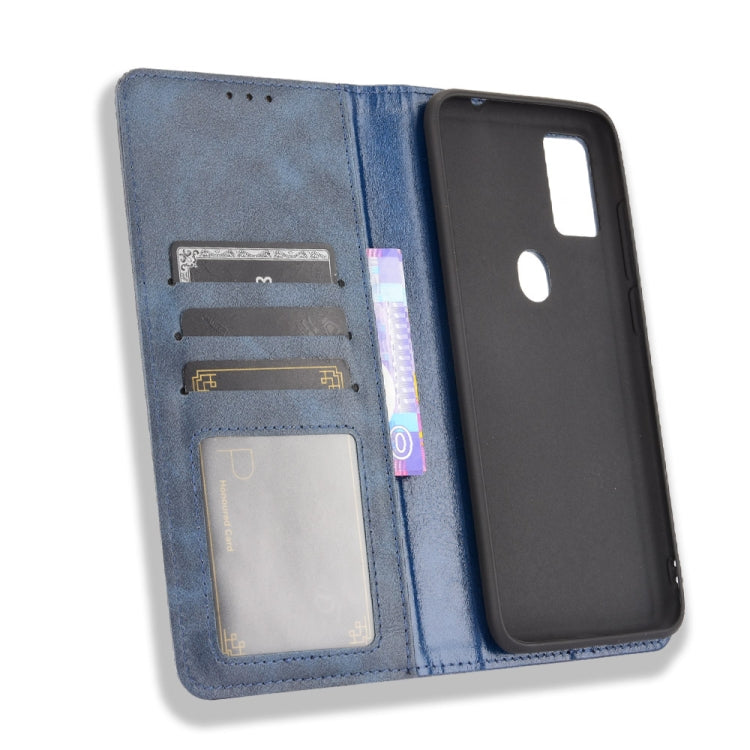 For Ulefone Note 11P Magnetic Buckle Retro Crazy Horse Texture Horizontal Flip Leather Case with Holder & Card Slots & Photo Frame(Blue)