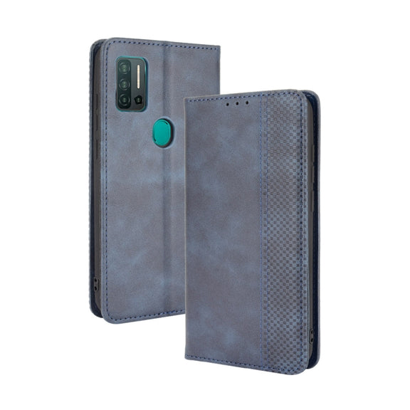 For Ulefone Note 11P Magnetic Buckle Retro Crazy Horse Texture Horizontal Flip Leather Case with Holder & Card Slots & Photo Frame(Blue)