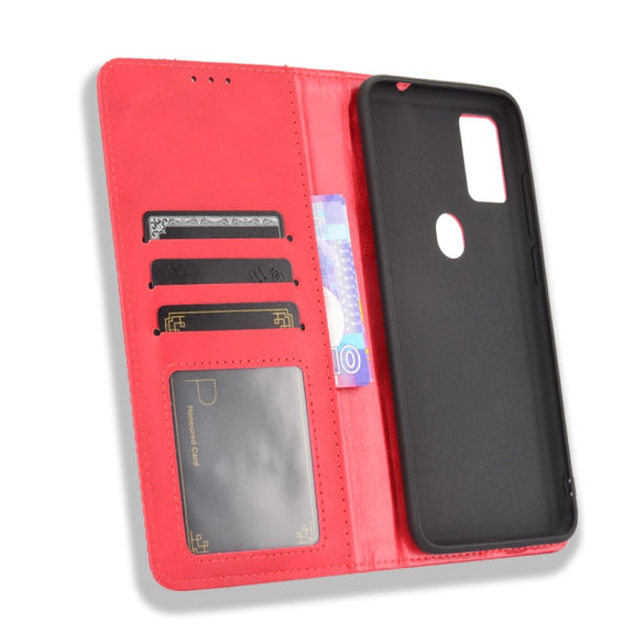 For Ulefone Note 11P Magnetic Buckle Retro Crazy Horse Texture Horizontal Flip Leather Case with Holder & Card Slots & Photo Frame(Red)