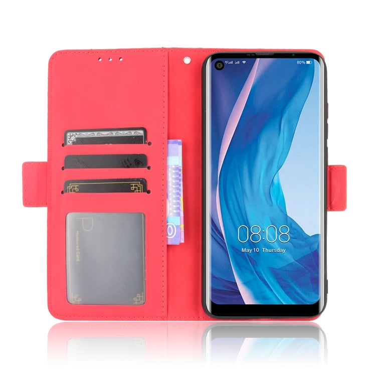 For Ulefone Note 11P Skin Feel Calf Pattern Horizontal Flip Leather Case with Holder & Card Slots & Photo Frame(Red)