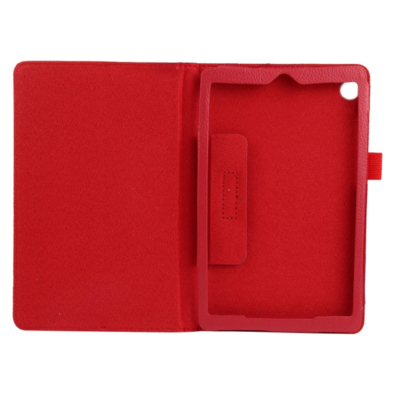 For Lenovo Tab M7 Litchi Texture Solid Color Horizontal Flip Leather Case with Holder & Pen Slot(Red)