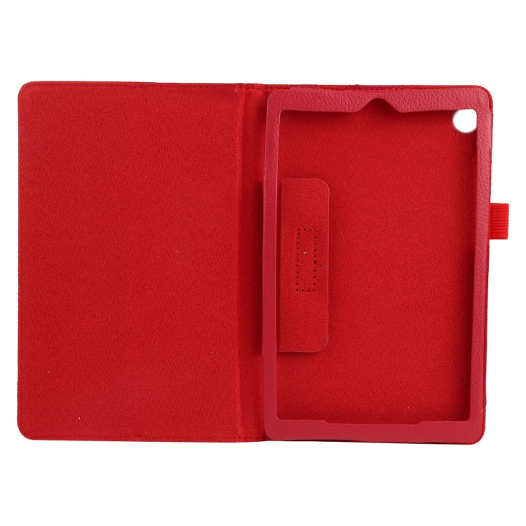 For Lenovo Tab M7 Litchi Texture Solid Color Horizontal Flip Leather Case with Holder & Pen Slot(Red)