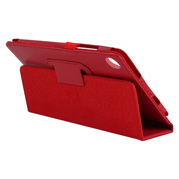 For Lenovo Tab M7 Litchi Texture Solid Color Horizontal Flip Leather Case with Holder & Pen Slot(Red)