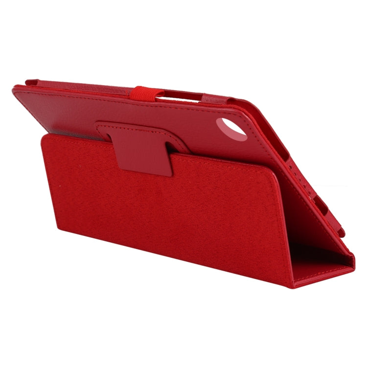 For Lenovo Tab M7 Litchi Texture Solid Color Horizontal Flip Leather Case with Holder & Pen Slot(Red)