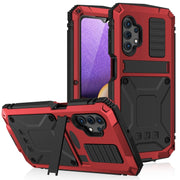 For Samsung Galaxy A32 5G / M32 5G R-JUST Water-resistant Shockproof Dustproof Metal + Silicone Protective Case with Holder(Red)