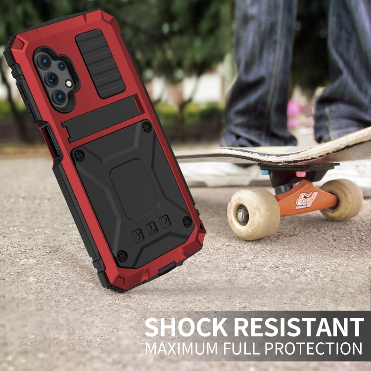 For Samsung Galaxy A32 5G / M32 5G R-JUST Water-resistant Shockproof Dustproof Metal + Silicone Protective Case with Holder(Red)