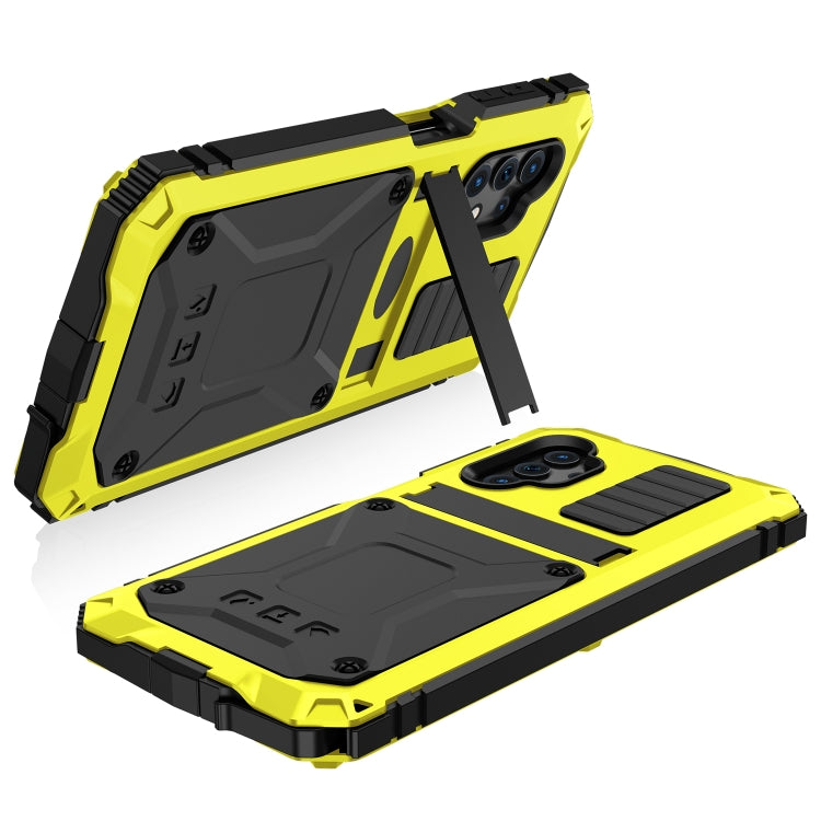 For Samsung Galaxy A32 5G / M32 5G R-JUST Water-resistant Shockproof Dustproof Metal + Silicone Protective Case with Holder(Yellow)