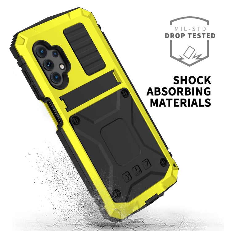 For Samsung Galaxy A32 5G / M32 5G R-JUST Water-resistant Shockproof Dustproof Metal + Silicone Protective Case with Holder(Yellow)