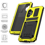 For Samsung Galaxy A32 5G / M32 5G R-JUST Water-resistant Shockproof Dustproof Metal + Silicone Protective Case with Holder(Yellow)