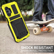 For Samsung Galaxy A32 5G / M32 5G R-JUST Water-resistant Shockproof Dustproof Metal + Silicone Protective Case with Holder(Yellow)