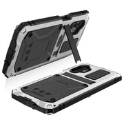 For Samsung Galaxy A32 5G / M32 5G R-JUST Water-resistant Shockproof Dustproof Metal + Silicone Protective Case with Holder(Silver)