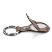 Anti-scratch Top-layer Cowhide Leather Case Cover with Switchable Keychain Ring for AirTag(Grey)
