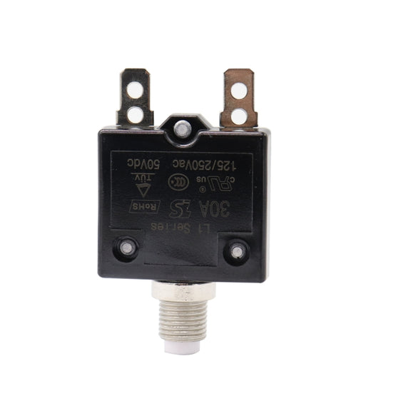 L2 Series 50V Car Overload Protector Manual Reset DC Circuit Breaker with Water-resistant Cover, Current:30A