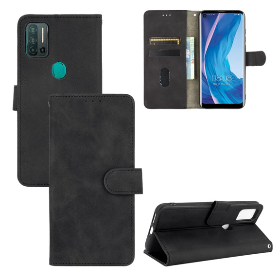 For Ulefone Note 11P Solid Color Skin Feel Magnetic Buckle Horizontal Flip Calf Texture PU Leather Case with Holder & Card Slots & Wallet(Black)