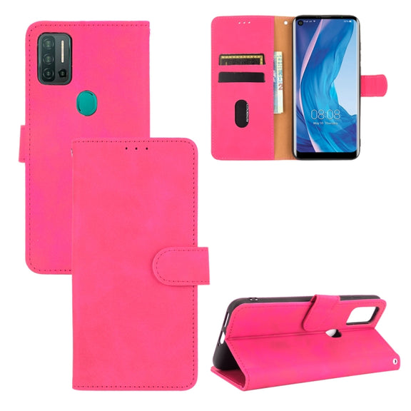 For Ulefone Note 11P Solid Color Skin Feel Magnetic Buckle Horizontal Flip Calf Texture PU Leather Case with Holder & Card Slots & Wallet(Rose Red)