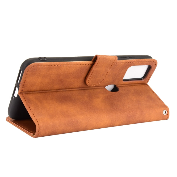 For Ulefone Note 11P Solid Color Skin Feel Magnetic Buckle Horizontal Flip Calf Texture PU Leather Case with Holder & Card Slots & Wallet(Brown)