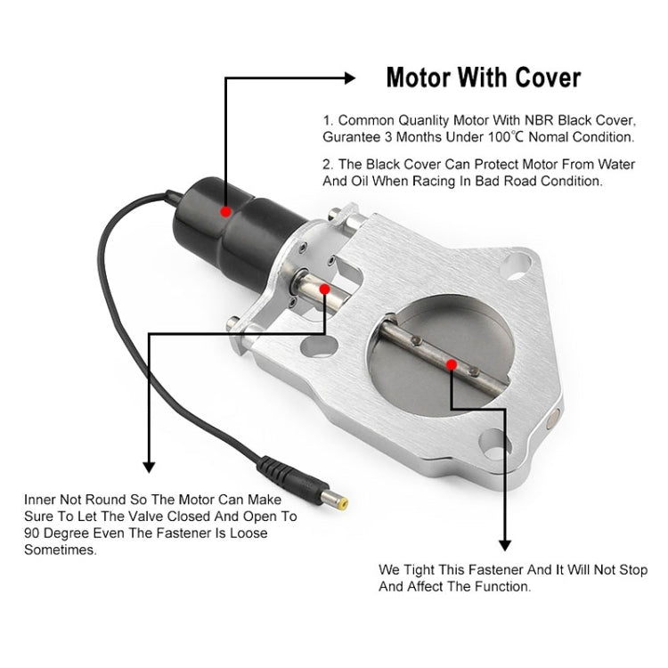 Universal Car Stainless Steel Racing Electric Exhaust Cutout Valves Control Motor, Size:2.25 inch