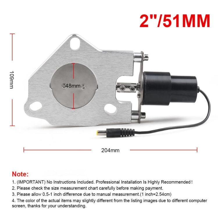 Universal Car Stainless Steel Racing Electric Exhaust Cutout Valves Control Motor, Size:2.25 inch