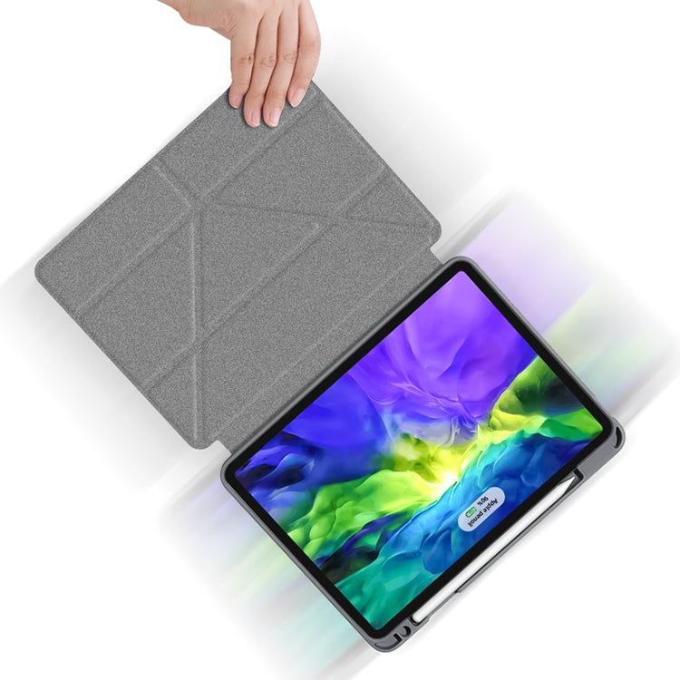For iPad Pro 12.9 2022 / 2021 / 2020 Mutural Multi-fold Smart Leather Tablet Case(Dark Green)