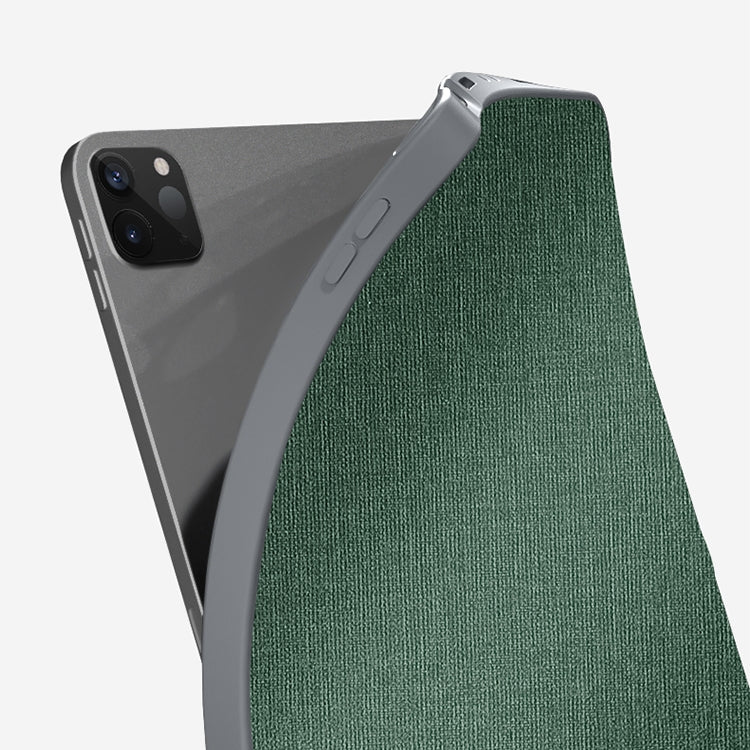 For iPad Pro 12.9 2022 / 2021 / 2020 Mutural Multi-fold Smart Leather Tablet Case(Dark Green)