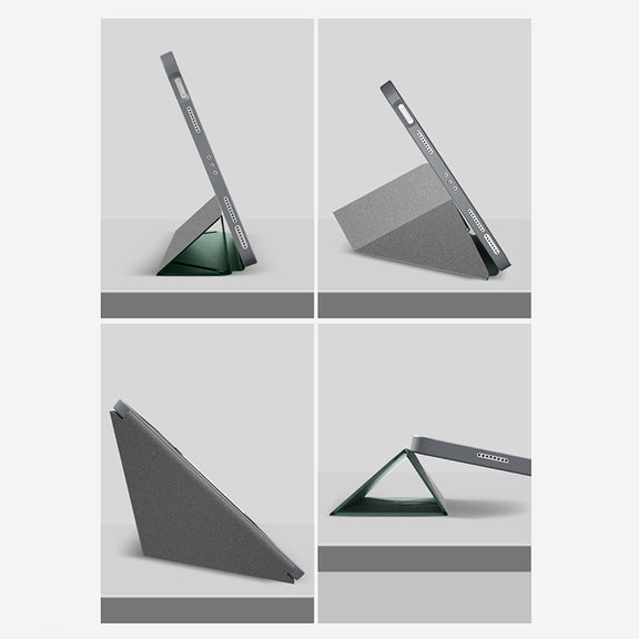For iPad Pro 12.9 2022 / 2021 / 2020 Mutural Multi-fold Smart Leather Tablet Case(Dark Green)