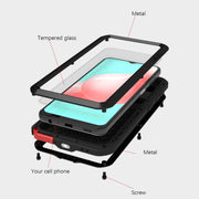 For Samsung Galaxy A32 5G LOVE MEI Metal Shockproof Water-resistant Dustproof Protective Case with Glass(Silver)