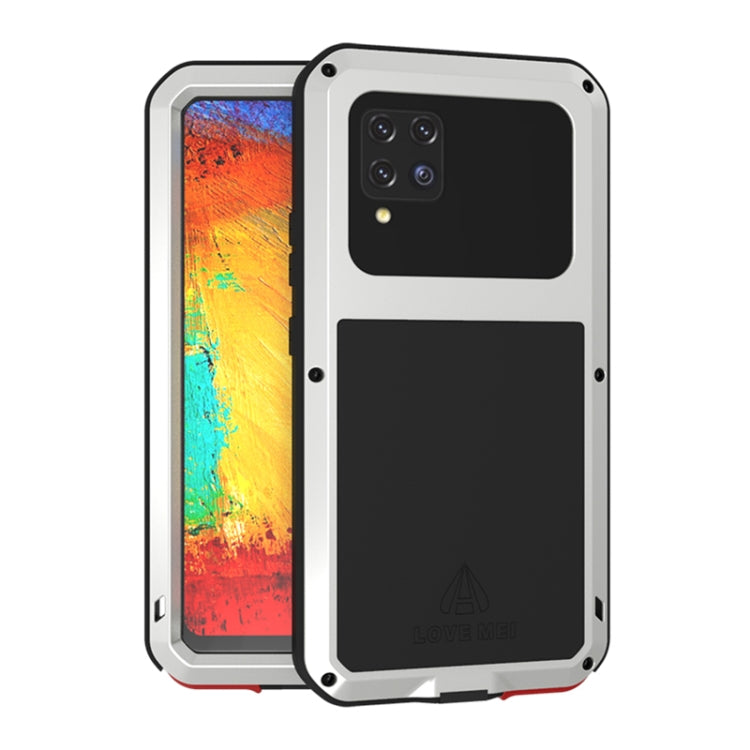 For Samsung Galaxy A42 LOVE MEI Metal Shockproof Water-resistant Dustproof Protective Case with Glass(Silver)