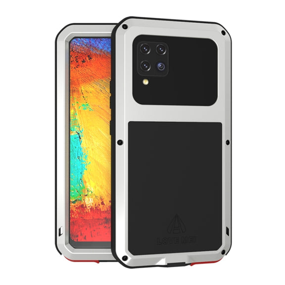 For Samsung Galaxy A42 LOVE MEI Metal Shockproof Water-resistant Dustproof Protective Case with Glass(Silver)