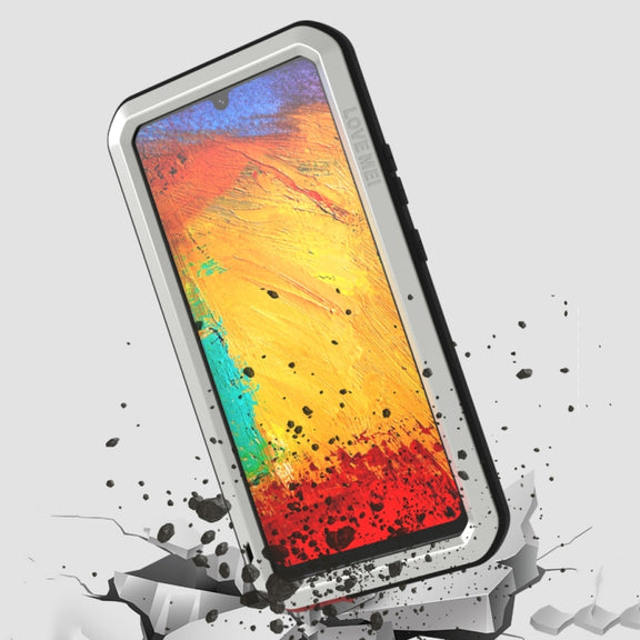 For Samsung Galaxy A42 LOVE MEI Metal Shockproof Water-resistant Dustproof Protective Case with Glass(Yellow)