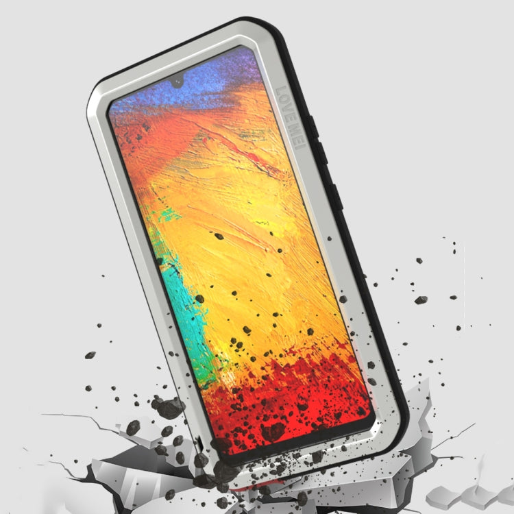 For Samsung Galaxy A42 LOVE MEI Metal Shockproof Water-resistant Dustproof Protective Case with Glass(Yellow)