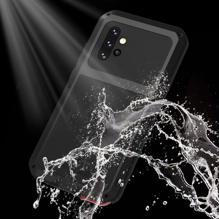For Samsung Galaxy A52 5G / 4G LOVE MEI Metal Shockproof Water-resistant Dustproof Protective Case with Glass(Yellow)