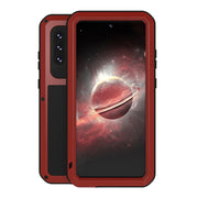 For Samsung Galaxy A72 5G / 4G LOVE MEI Metal Shockproof Water-resistant Dustproof Protective Case with Glass(Red)
