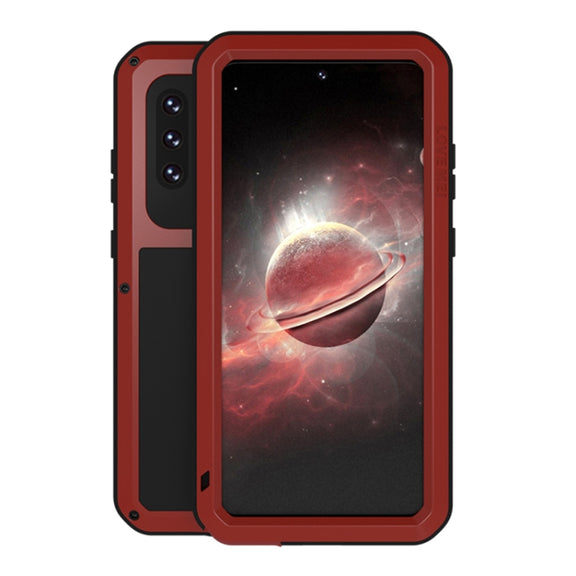 For Samsung Galaxy A72 5G / 4G LOVE MEI Metal Shockproof Water-resistant Dustproof Protective Case with Glass(Red)
