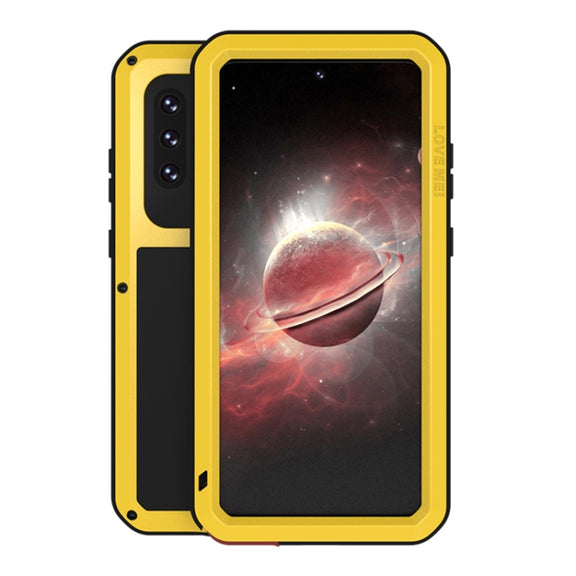 For Samsung Galaxy A72 5G / 4G LOVE MEI Metal Shockproof Water-resistant Dustproof Protective Case with Glass(Yellow)