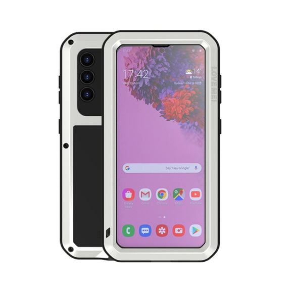For Samsung Galaxy S21 5G LOVE MEI Metal Shockproof Water-resistant Dustproof Protective Case with Glass(Silver)