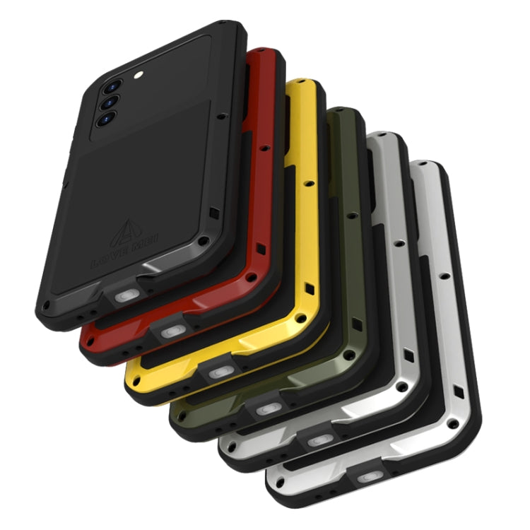 For Samsung Galaxy S21 5G LOVE MEI Metal Shockproof Water-resistant Dustproof Protective Case with Glass(Silver)