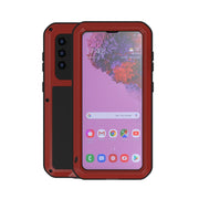 For Samsung Galaxy S21 5G LOVE MEI Metal Shockproof Water-resistant Dustproof Protective Case with Glass(Red)