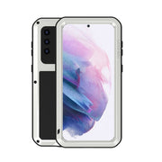 For Samsung Galaxy S21+ 5G LOVE MEI Metal Shockproof Water-resistant Dustproof Protective Case with Glass(Silver)
