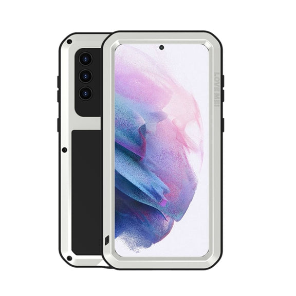 For Samsung Galaxy S21+ 5G LOVE MEI Metal Shockproof Water-resistant Dustproof Protective Case with Glass(Silver)