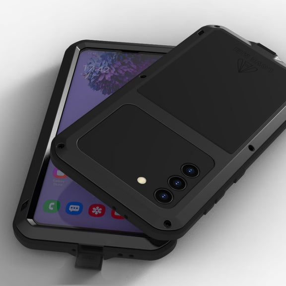 For Samsung Galaxy S21+ 5G LOVE MEI Metal Shockproof Water-resistant Dustproof Protective Case with Glass(Red)