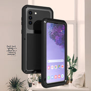For Samsung Galaxy S21+ 5G LOVE MEI Metal Shockproof Water-resistant Dustproof Protective Case with Glass(Yellow)