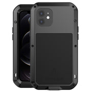 For iPhone 12 LOVE MEI Metal Shockproof Life Water-resistant Dustproof Protective Case(Black)
