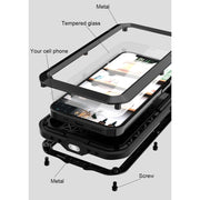 For iPhone 12 LOVE MEI Metal Shockproof Life Water-resistant Dustproof Protective Case(Black)