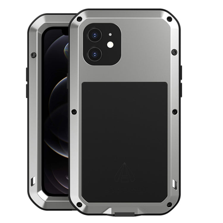 For iPhone 12 LOVE MEI Metal Shockproof Life Water-resistant Dustproof Protective Case(Silver)