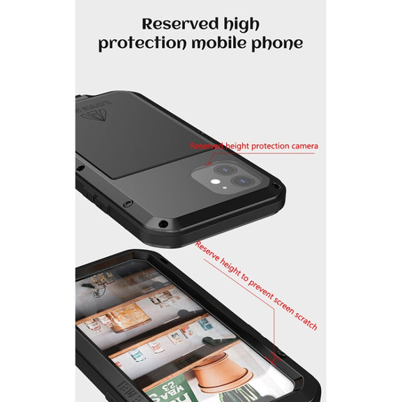 For iPhone 12 LOVE MEI Metal Shockproof Life Water-resistant Dustproof Protective Case(Silver)
